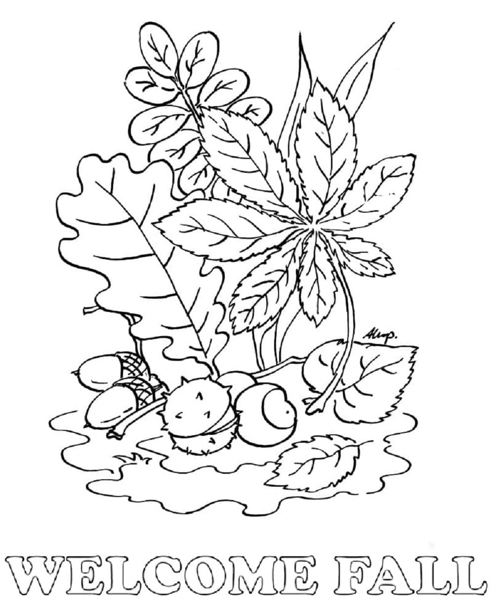 Print Welcome Fall Free Coloring Page