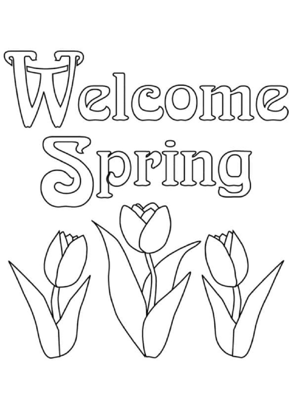 Print Welcome Spring Coloring Page