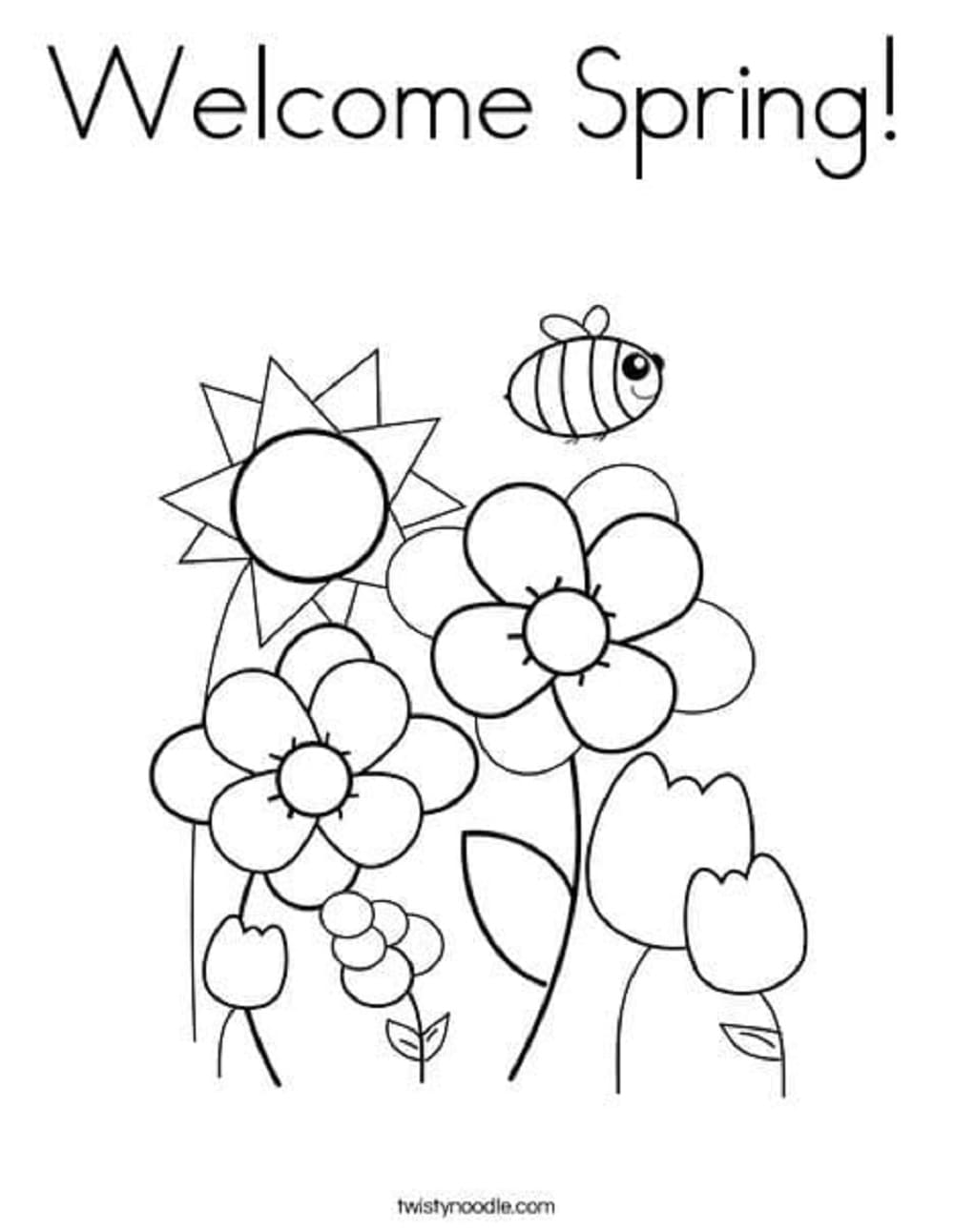 Print Welcome Spring For Adult Coloring Page