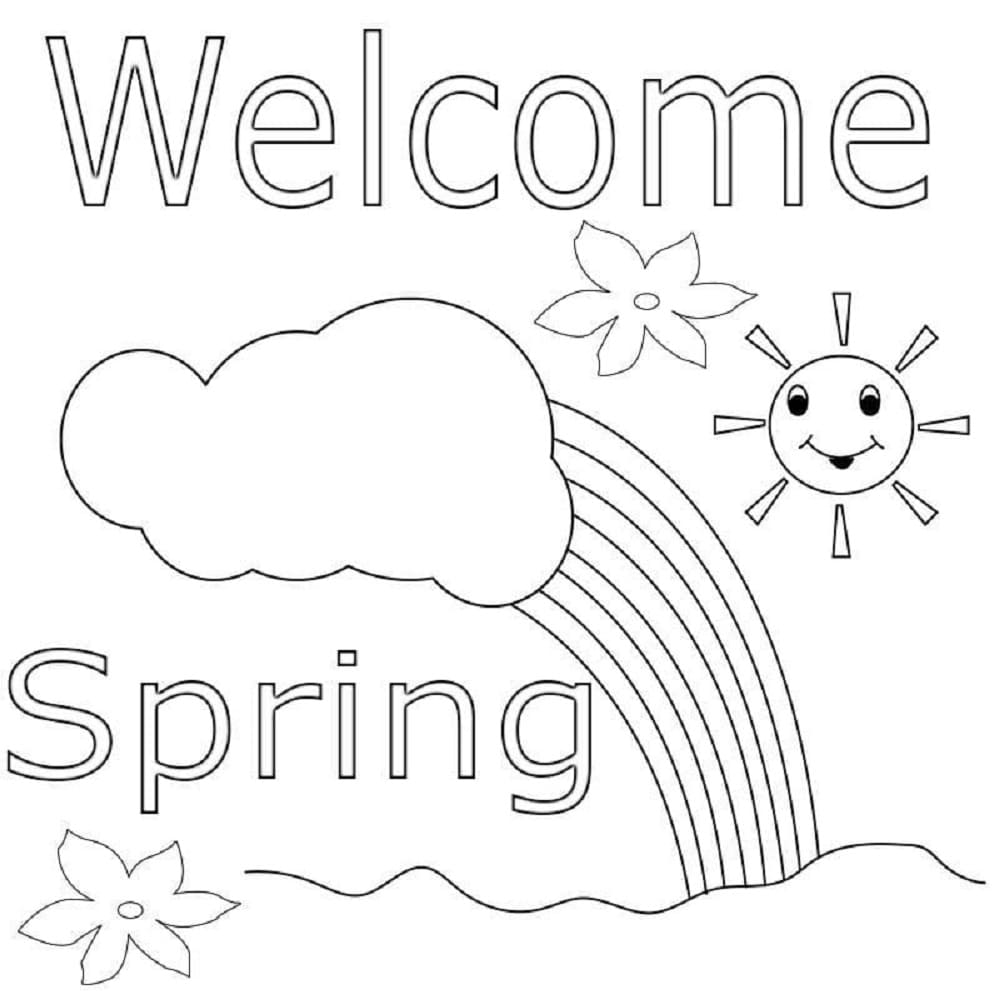 Print Welcome Spring Image Coloring Page