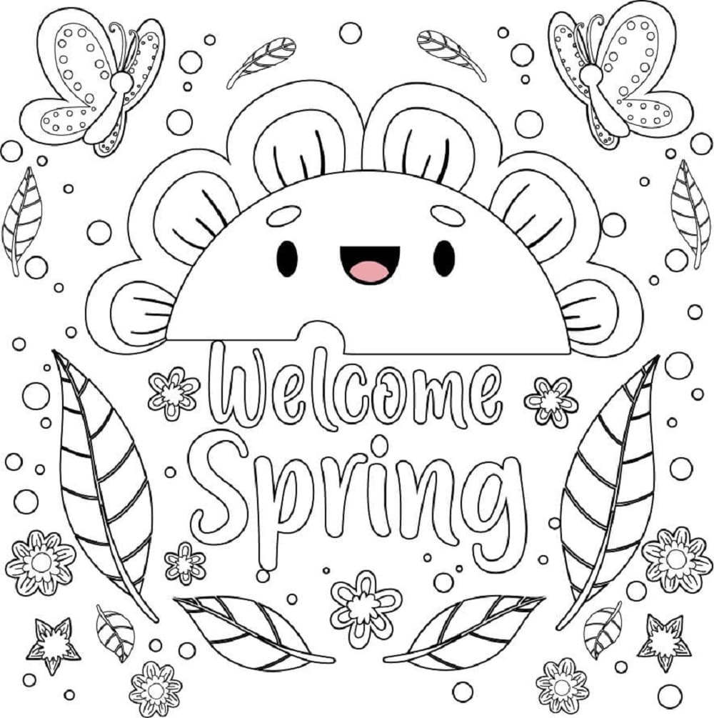 Print Welcome Spring Mandala Coloring Page