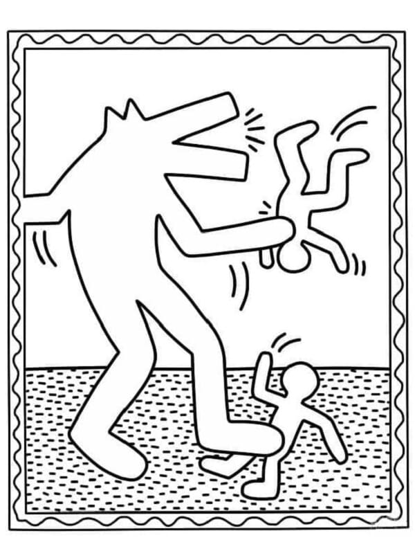 Print Wolf by Keith Haring Coloring Page