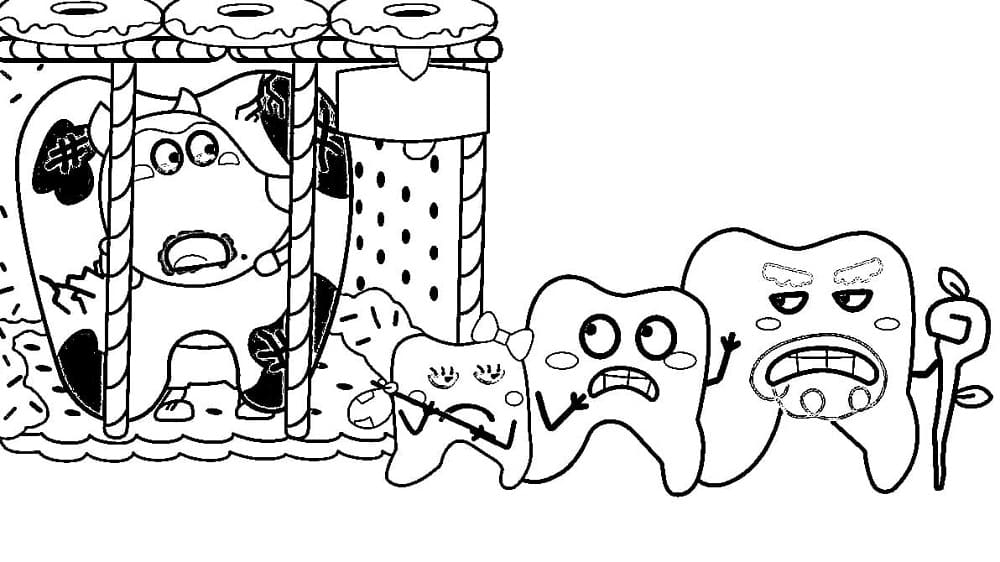 Print Wolfoo Gets Tooth Decay Coloring Page