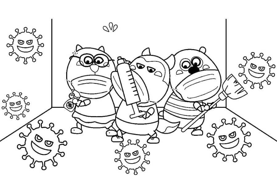 Print Wolfoo and Virus Coloring Page