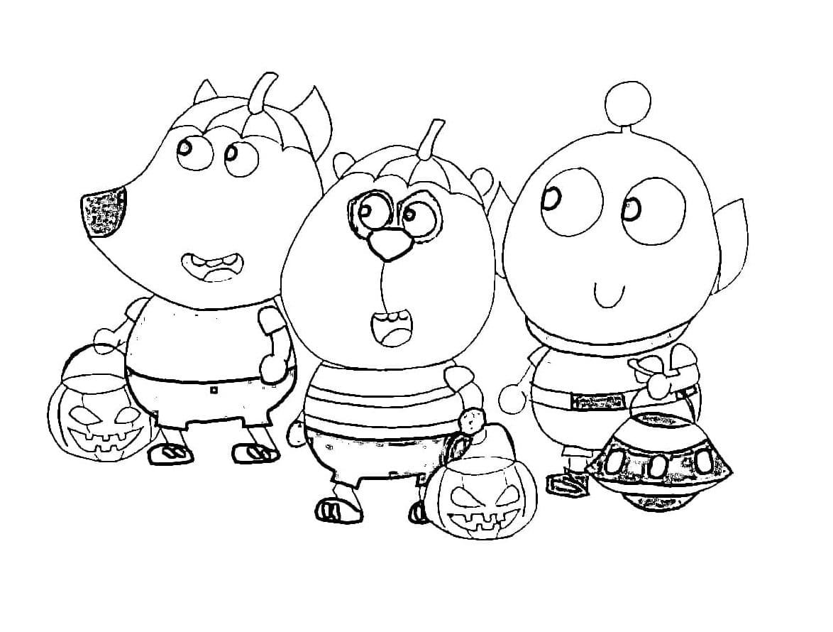 Print Wolfoo on Halloween Coloring Page