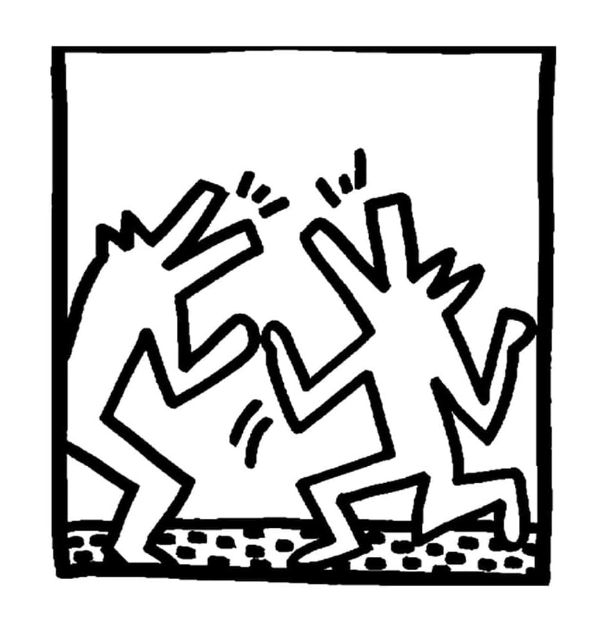 Print Wolves by Keith Haring Coloring Page