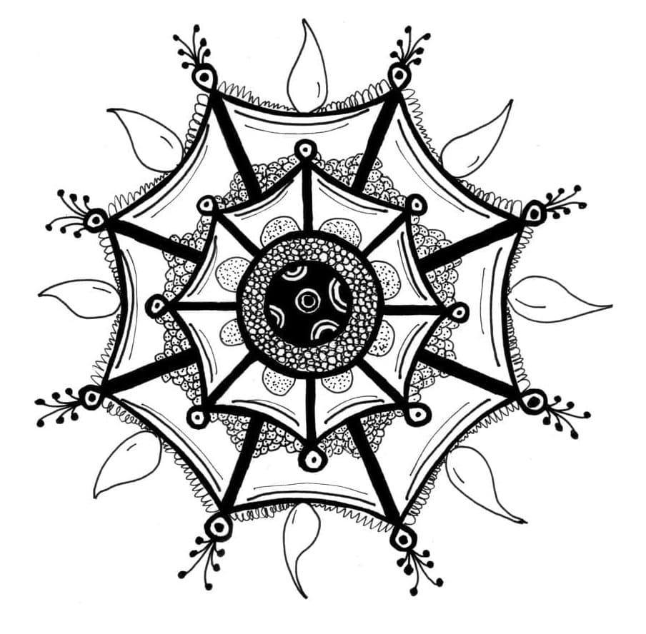 Print Zentangle Rangoli Coloring Page