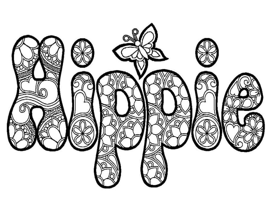 Printable Hippie Coloring Page