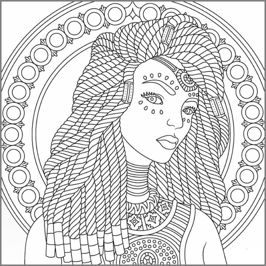 Printable Hippie Girl Coloring Page