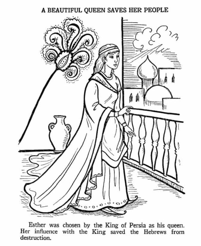 Queen Esther Saves Her People Printable Coloring Page