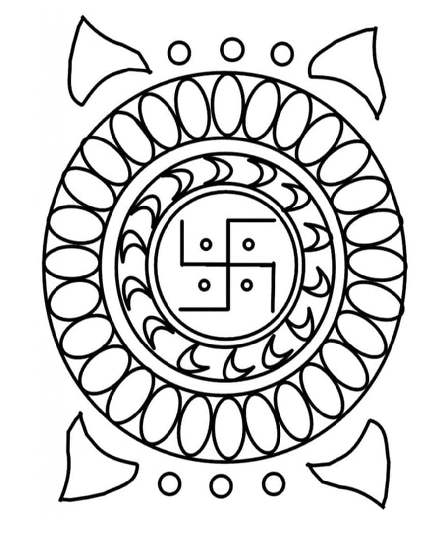 Rangoli Free Printable Coloring Page