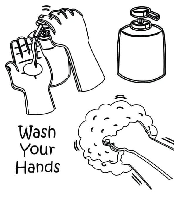 Hand Washing Coloring Pages