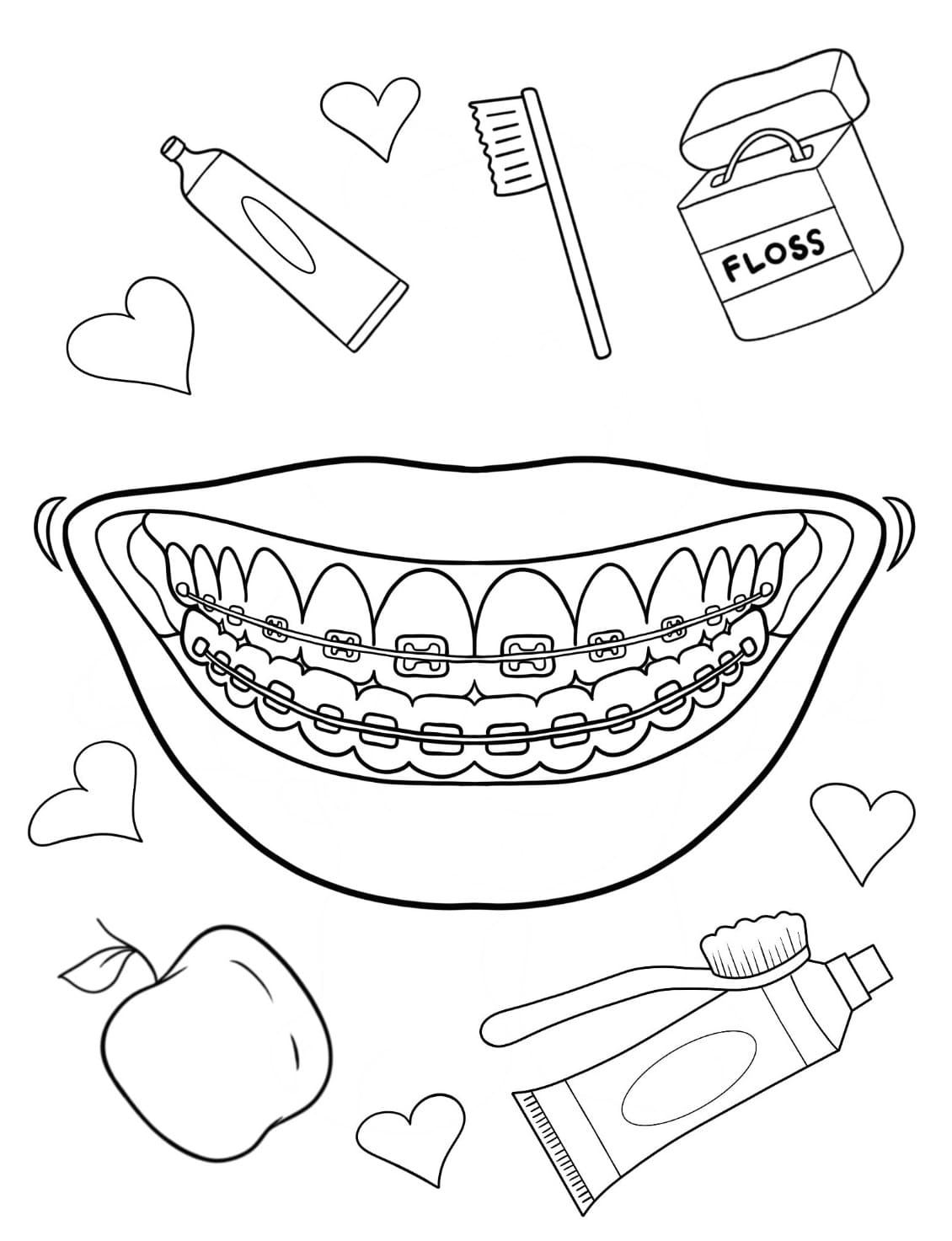 Simple Dental Printable Coloring Page