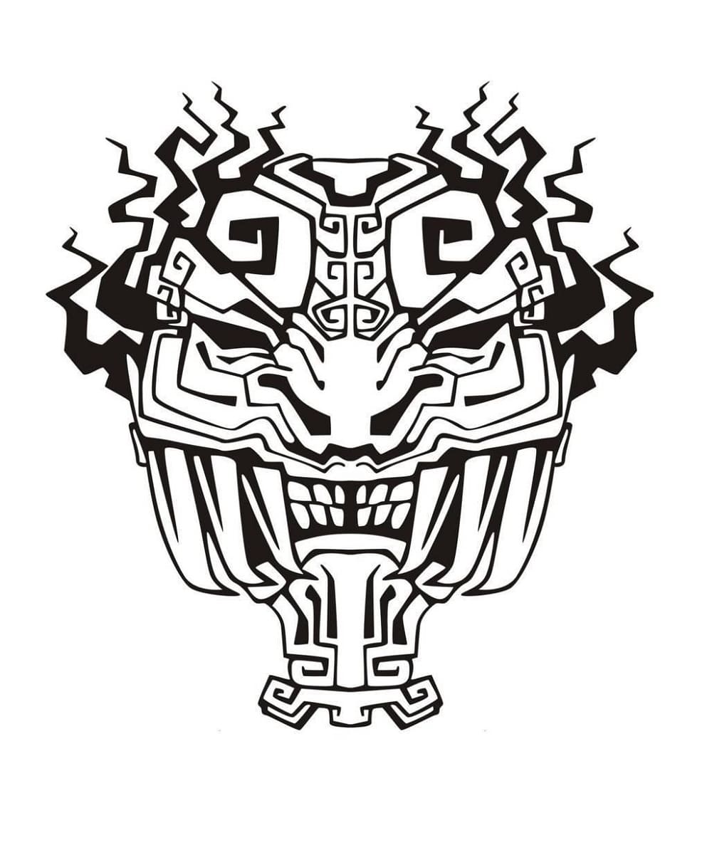 Simple Mayan Mask Printable Coloring Page