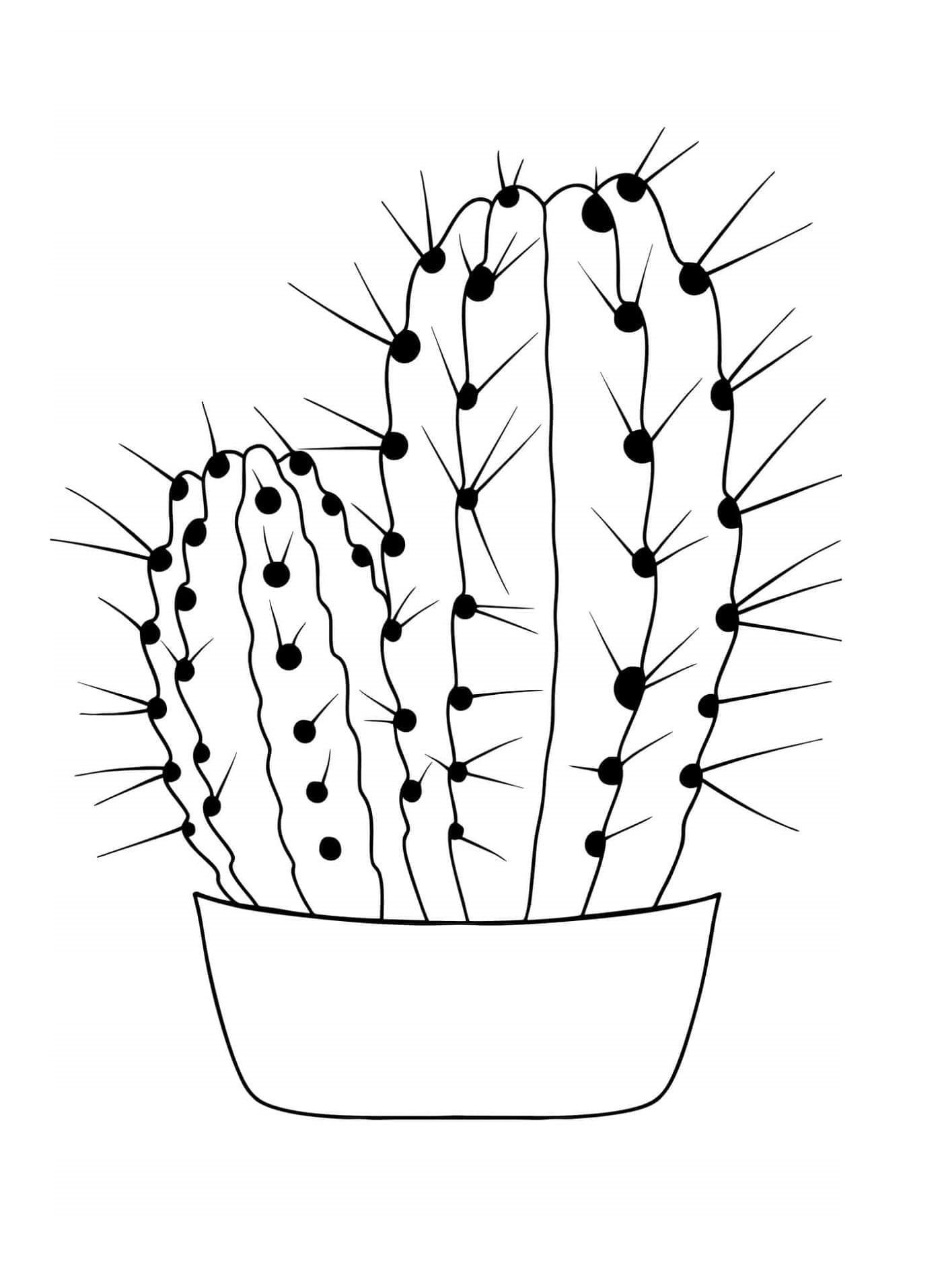 Simple Potted Cactus Printable Coloring Page