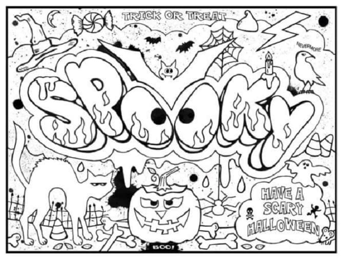 Street Art For Halloween Printable Coloring Page