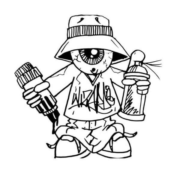 Street Art Spray Printable Coloring Page