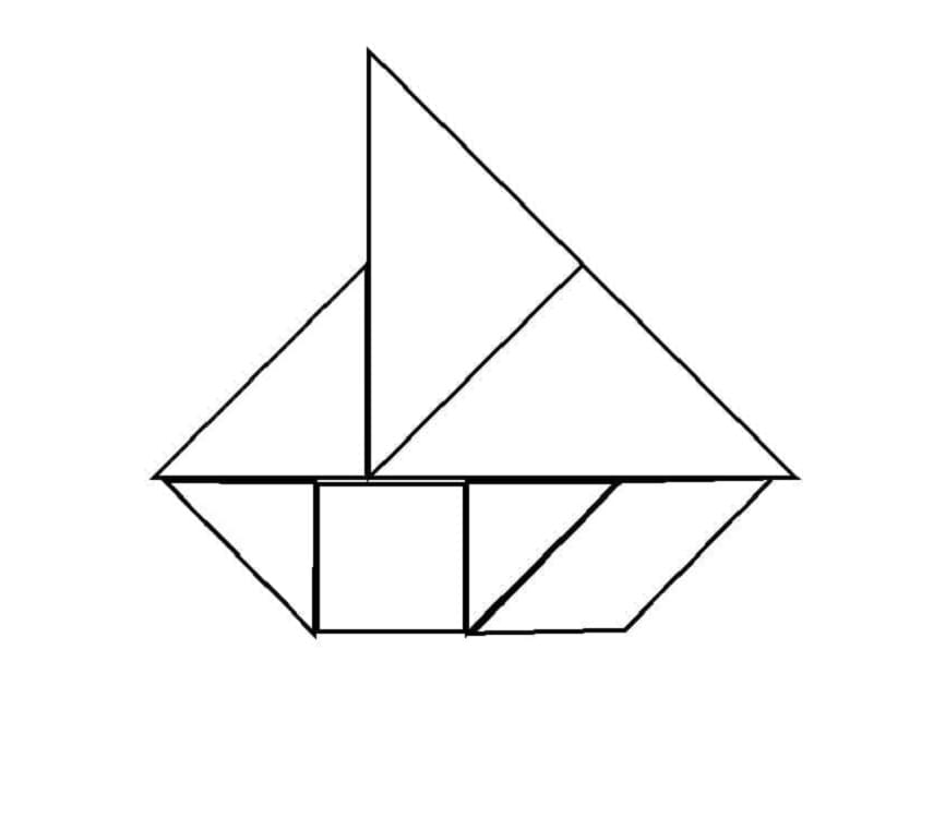 Tangram Boat Printable Coloring Page