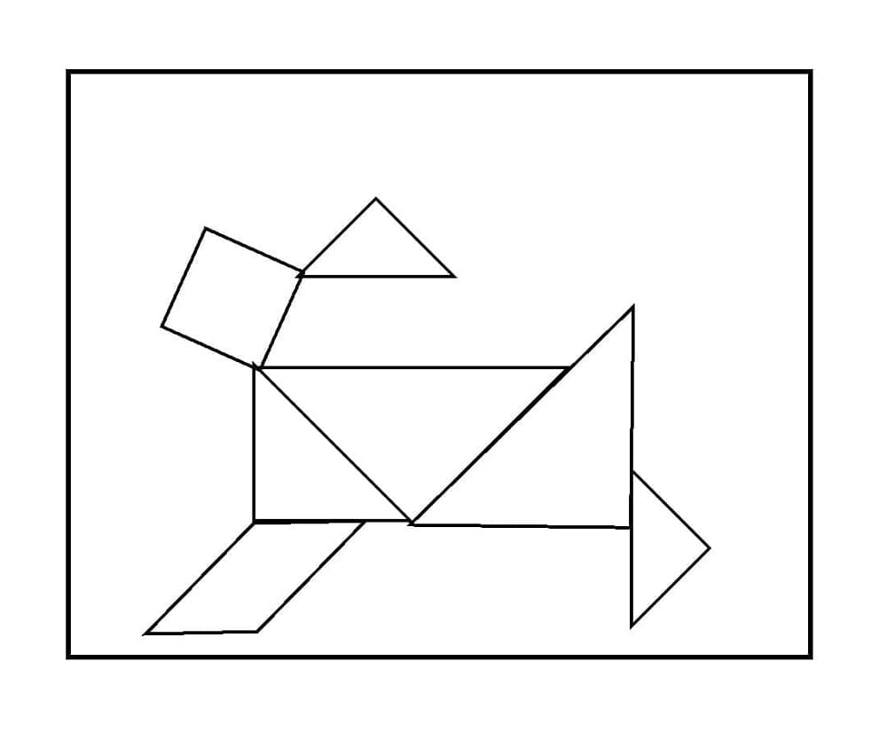 Tangram Dog Printable Coloring Page