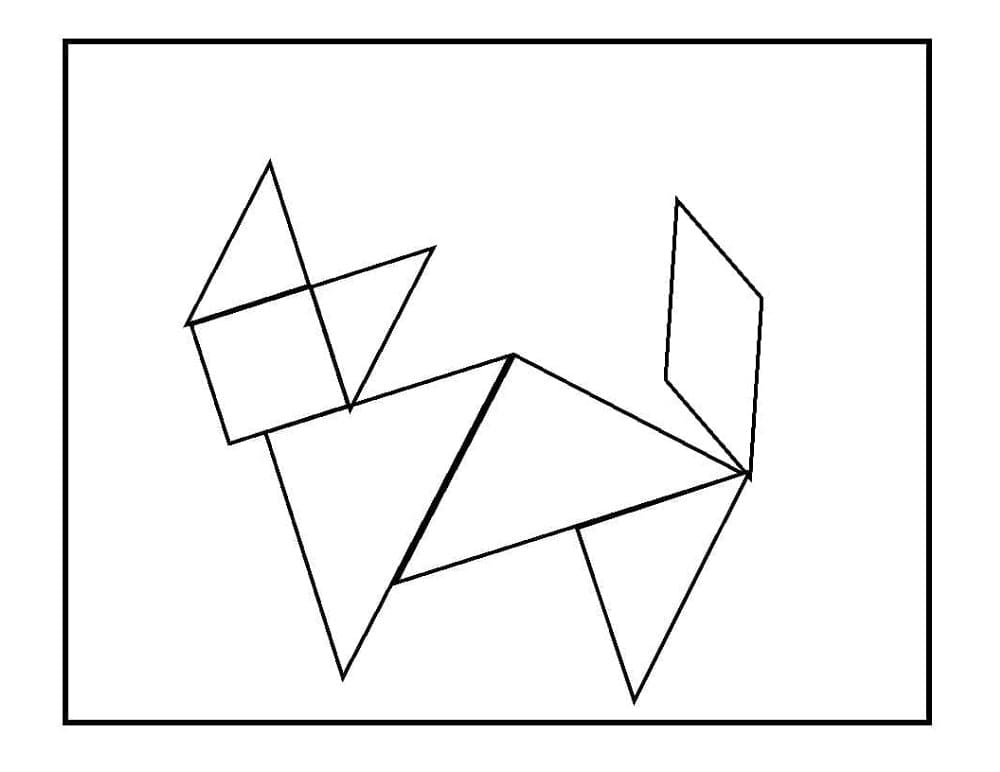 Tangram Fox Printable Coloring Page