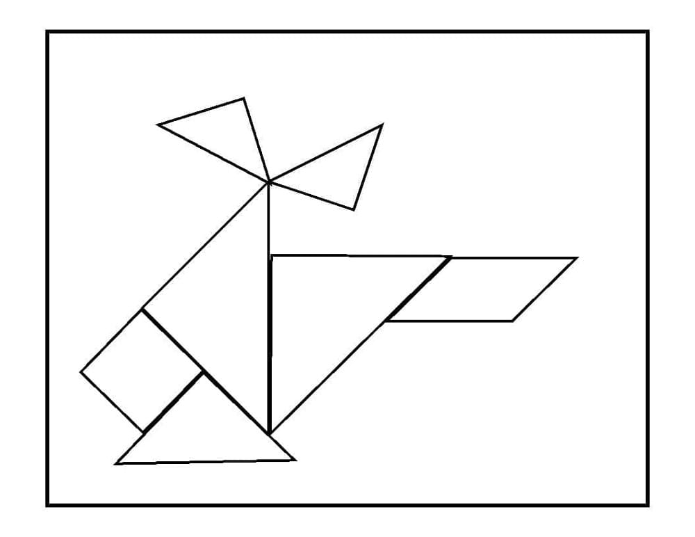 Tangram Helicopter Printable Coloring Page