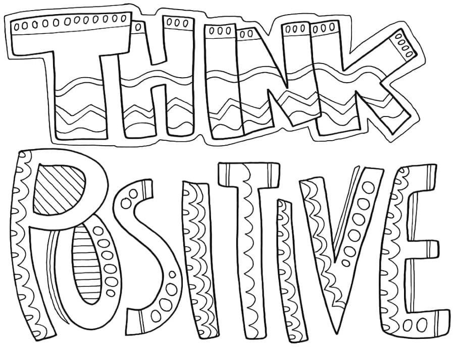 Think Positive Doodle Printable Coloring Page