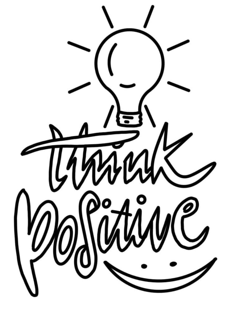 Think Positive Printable Coloring Page