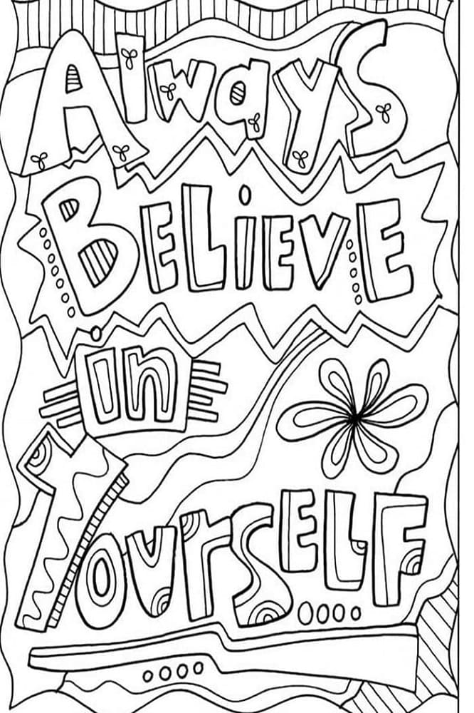 Think Positive Quote Printble Coloring Page