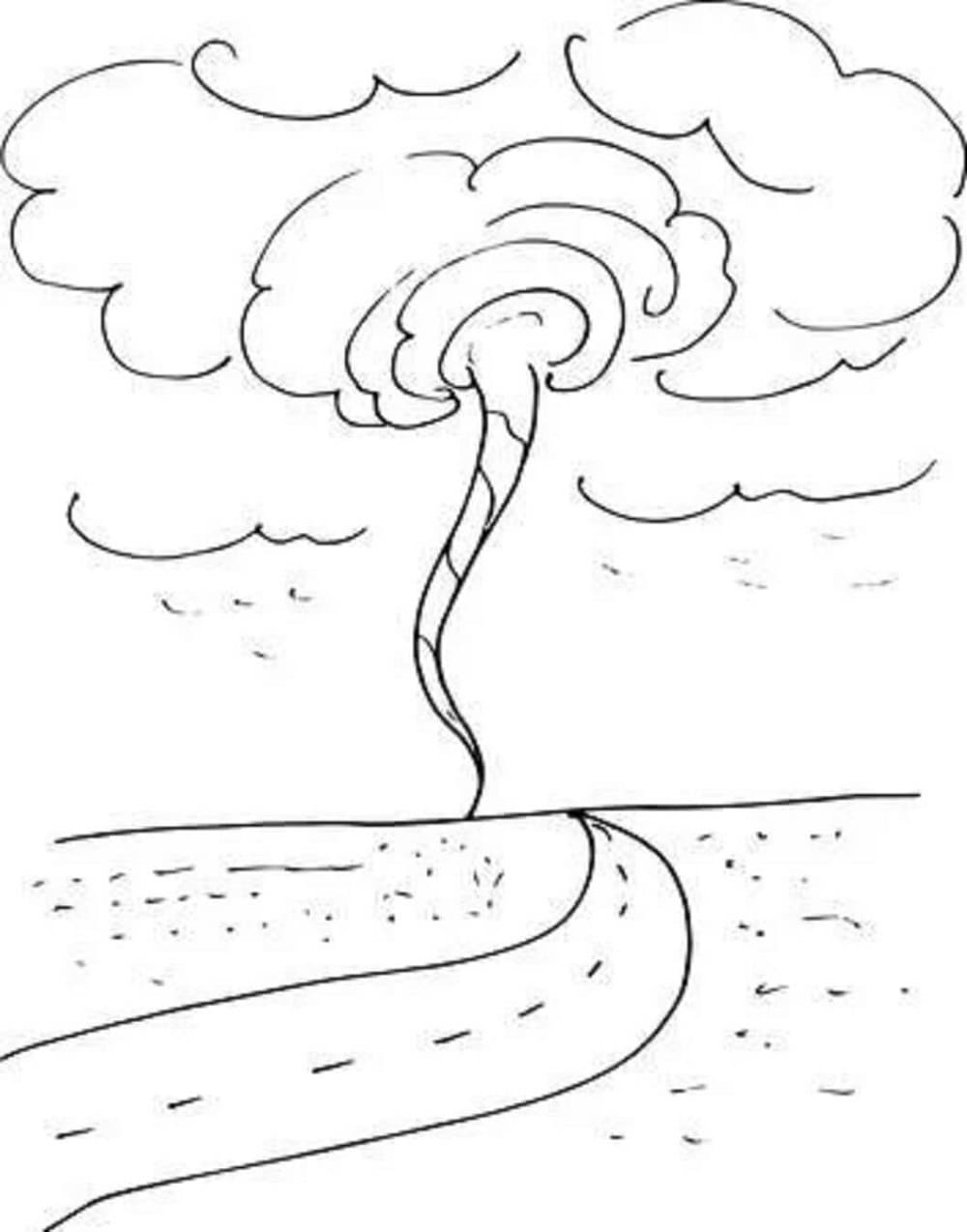 Tornado on the Road Printable Coloring Page