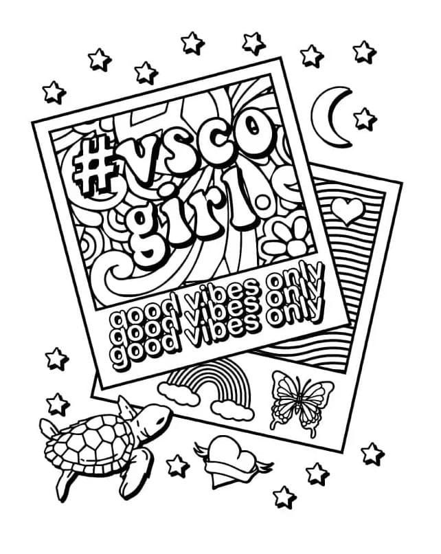 VSCO Girl Good Vibes Only Printable Coloring Page