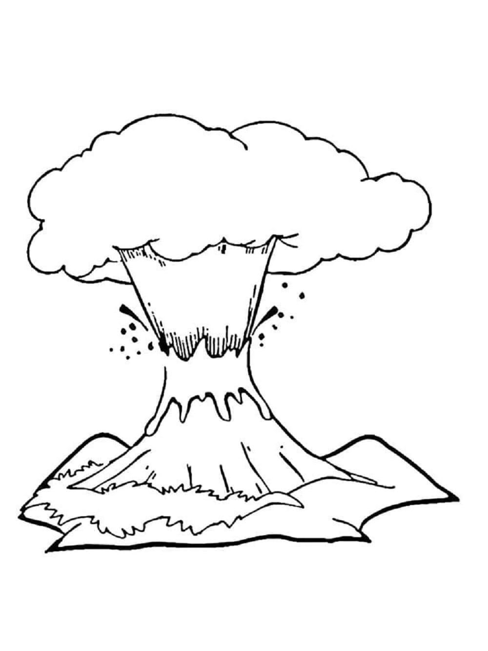 Volcano Image Printable Coloring Page