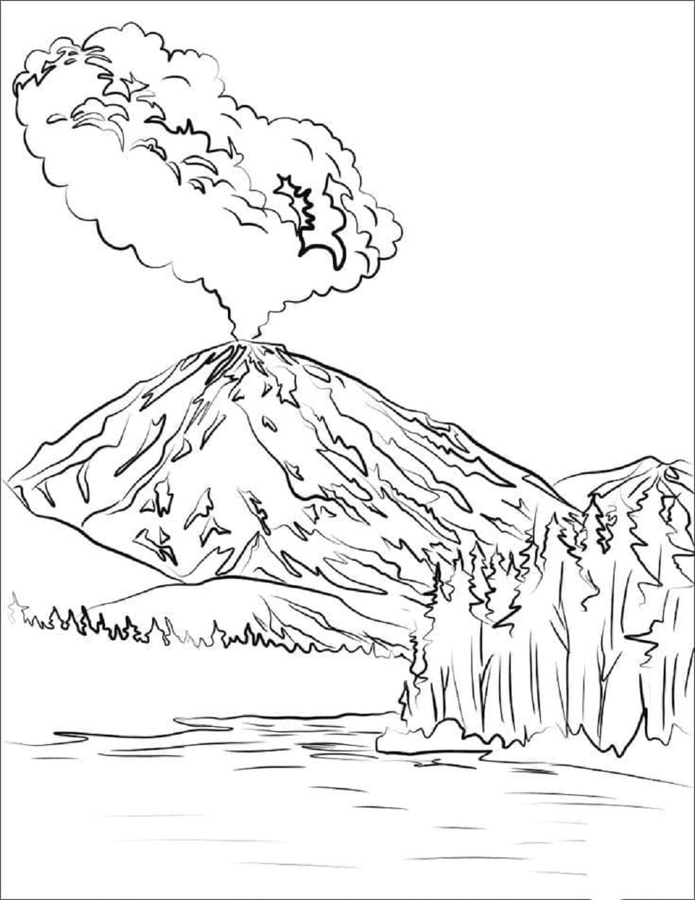 Volcano Images Printable Coloring Page