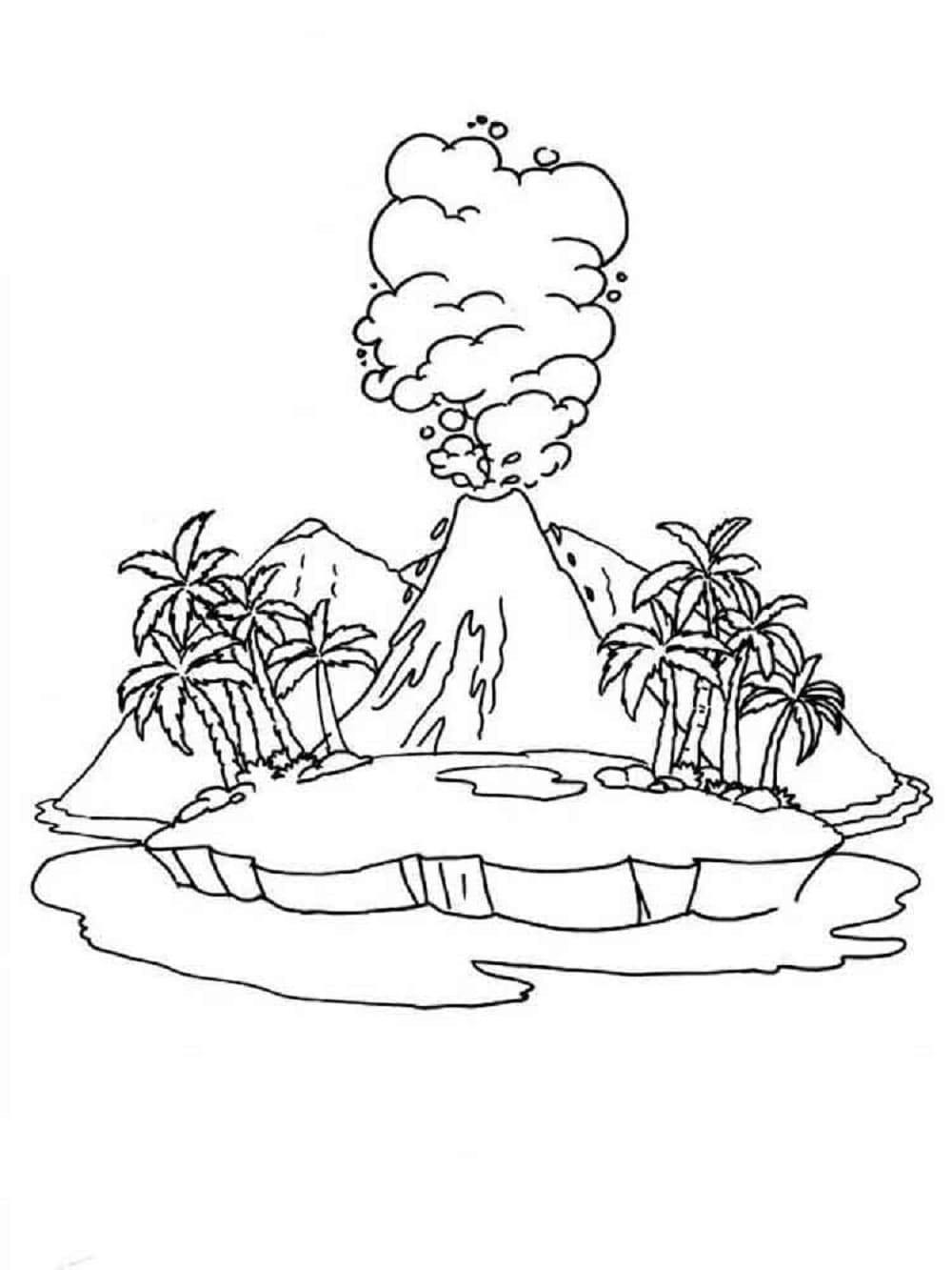 Volcano Printable Coloring Page