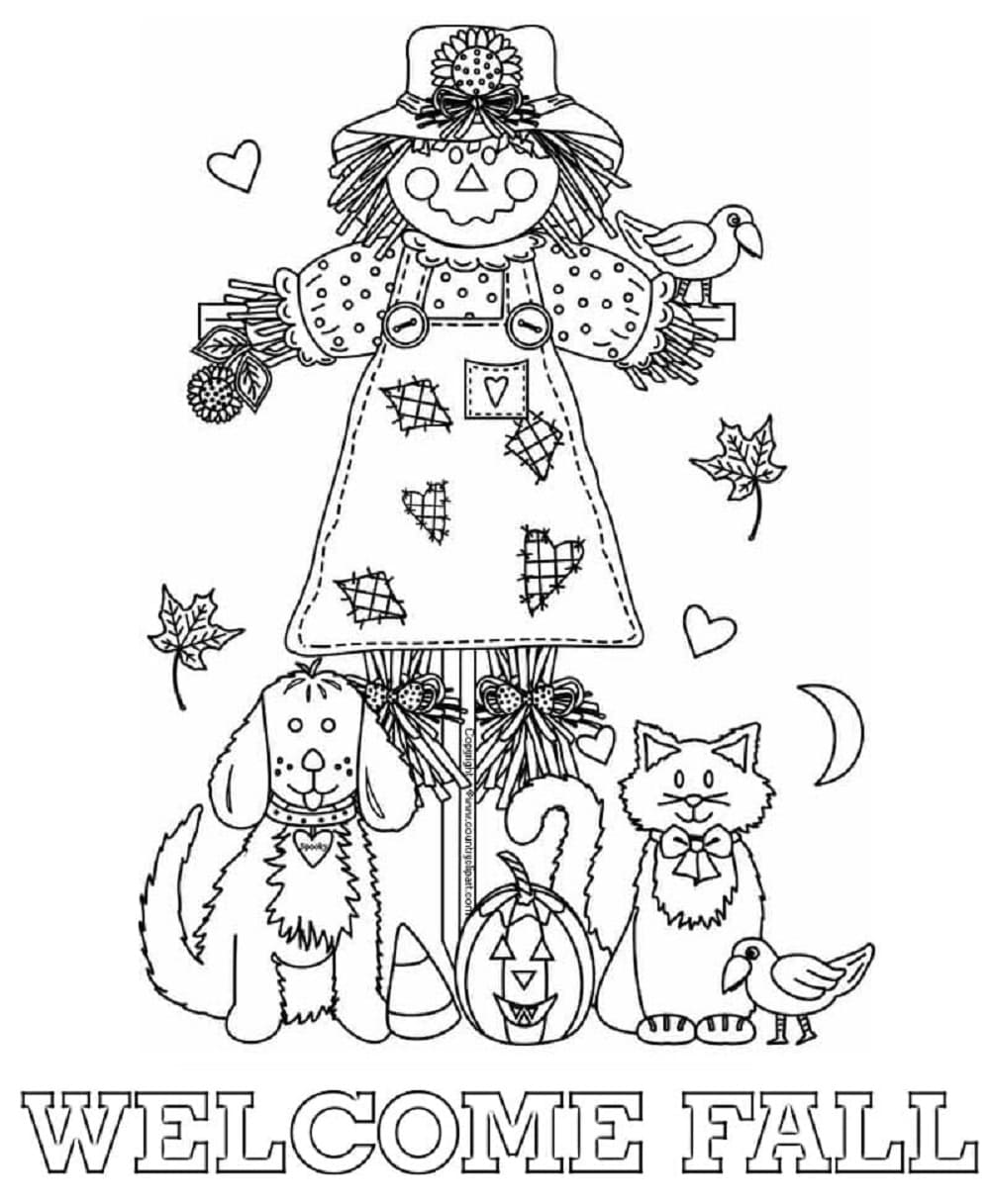 Welcome Fall Free Printable Coloring Page