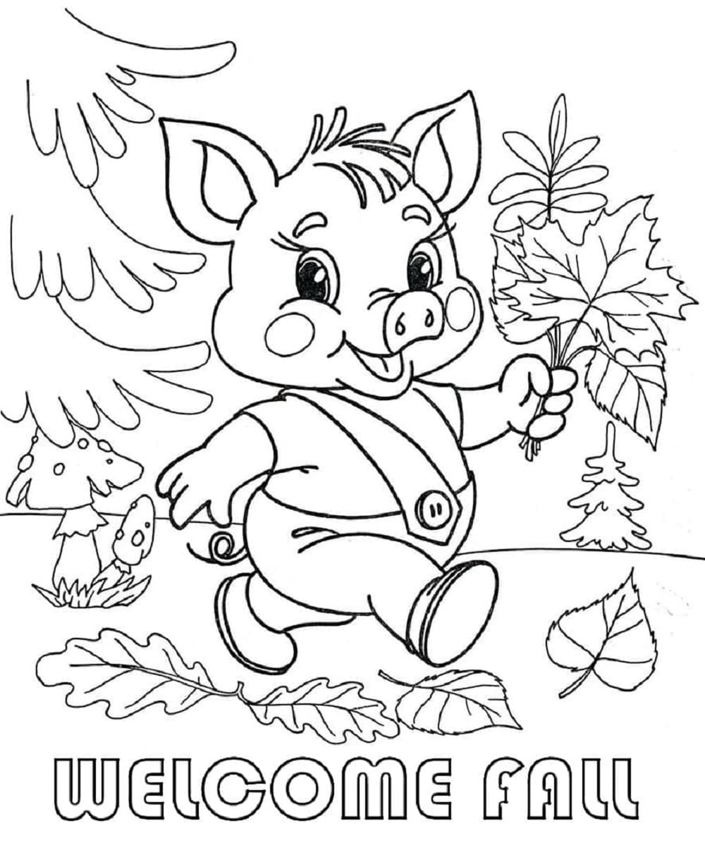 Welcome Fall Season Printable Coloring Page