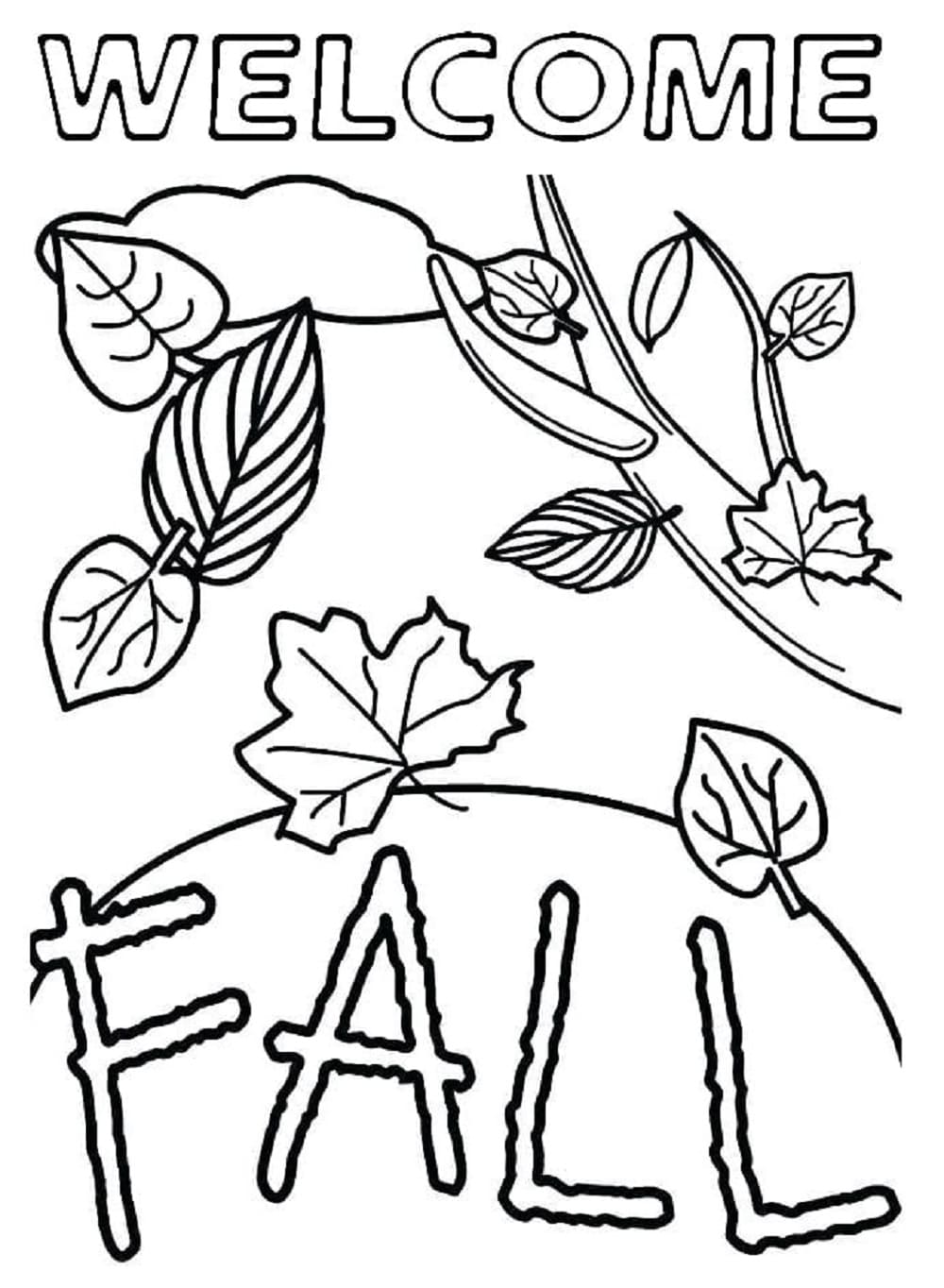 Welcome Fall to Printable Coloring Page