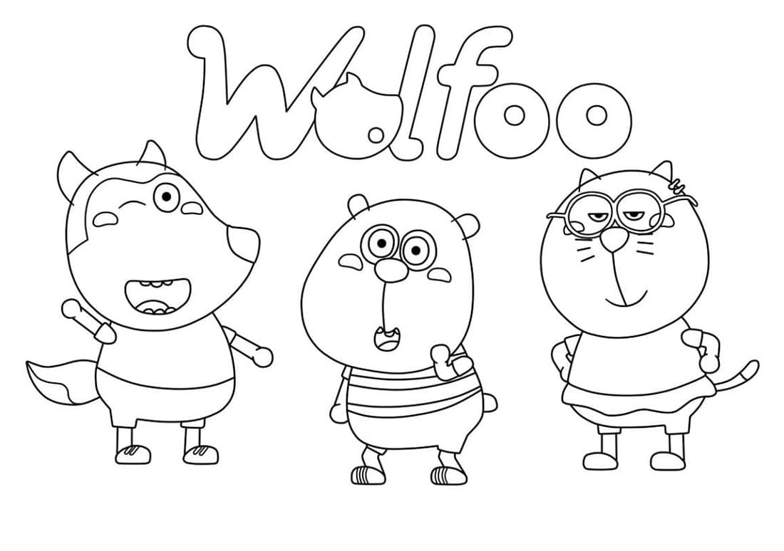 Wolfoo and Friends Printable Coloring Page