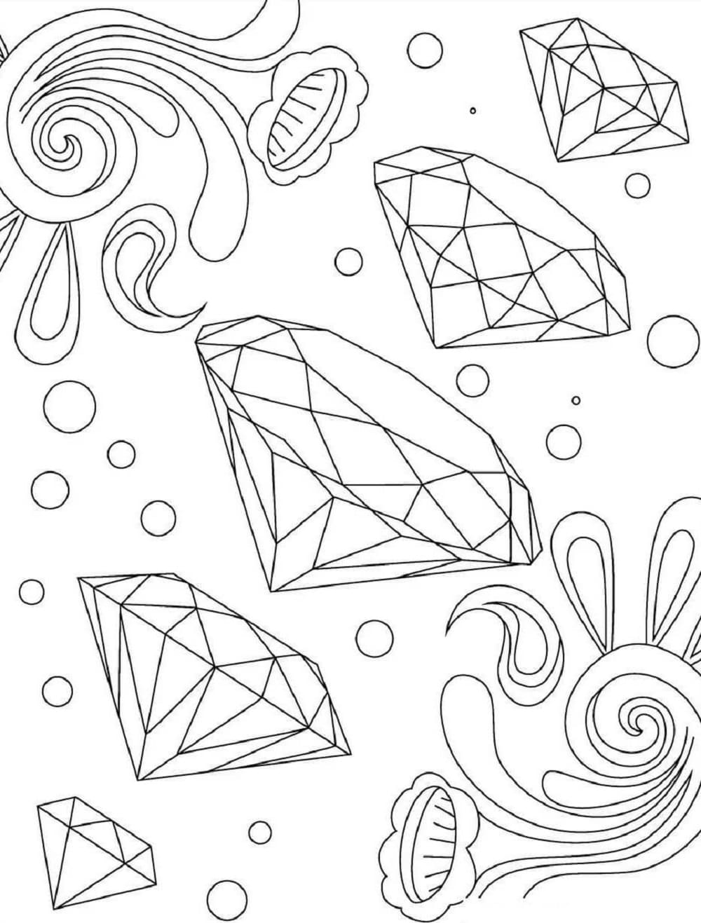 Five Diamond Printable Coloring Page