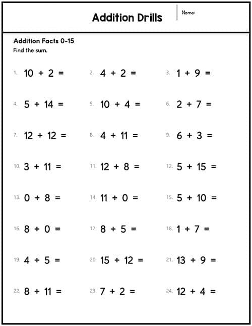 Addition Accuracy Drill