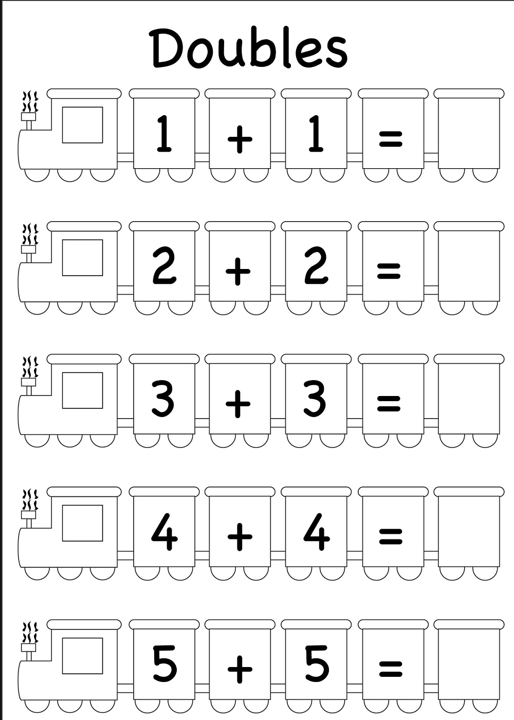 Addition Doubles Worksheet Free For Kids