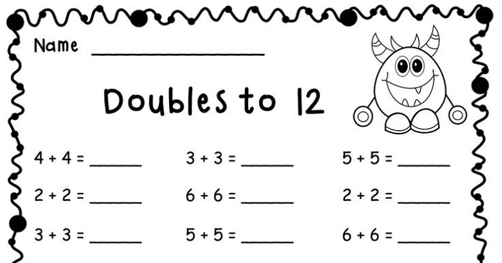 Addition Doubles Worksheet Free Photo