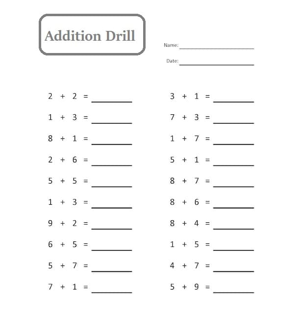 Addition Drill Download Free