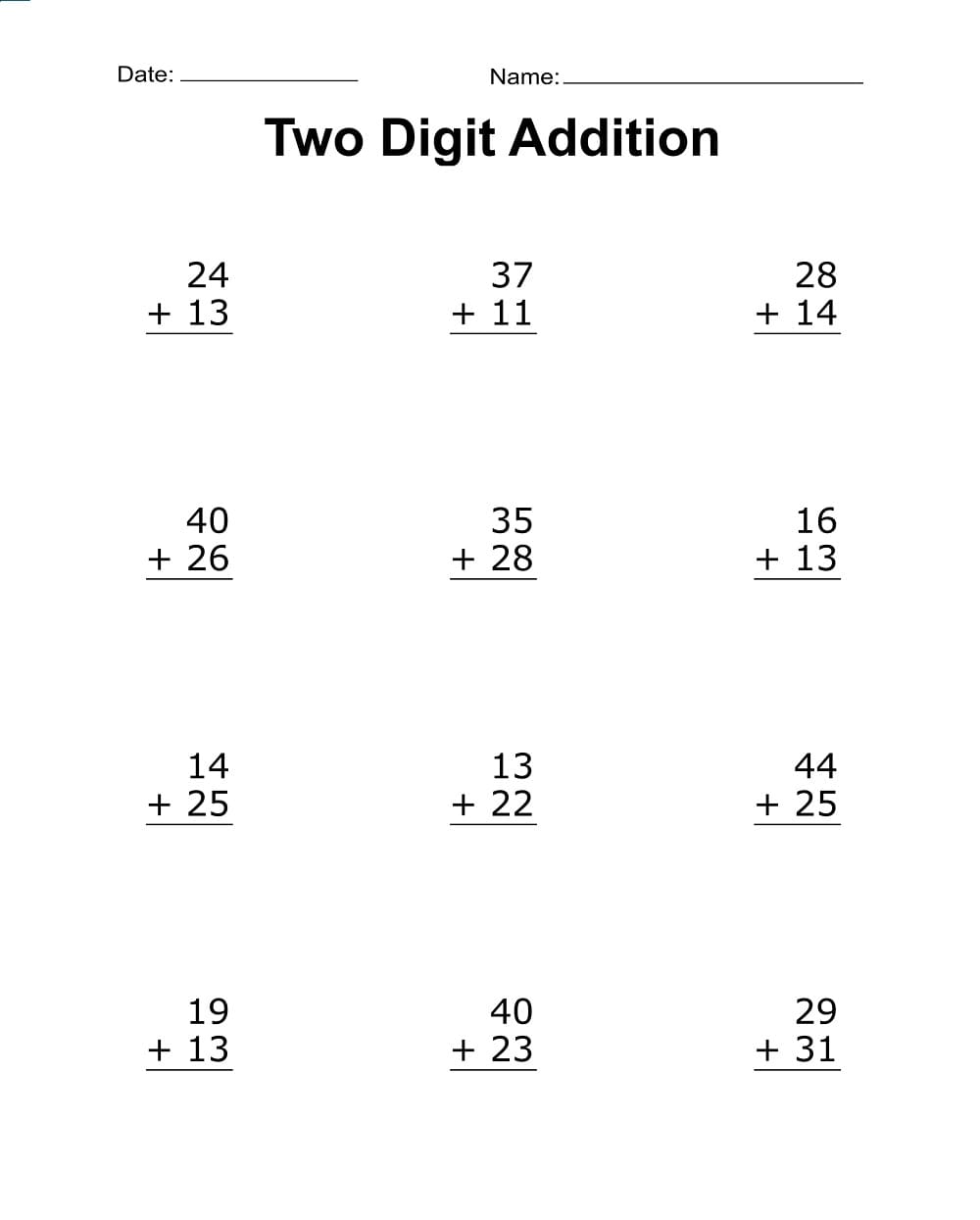 Addition Drill Free