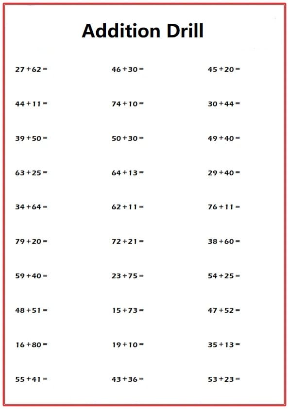 Addition Fun Drill