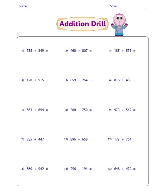 Addition Smash Drill