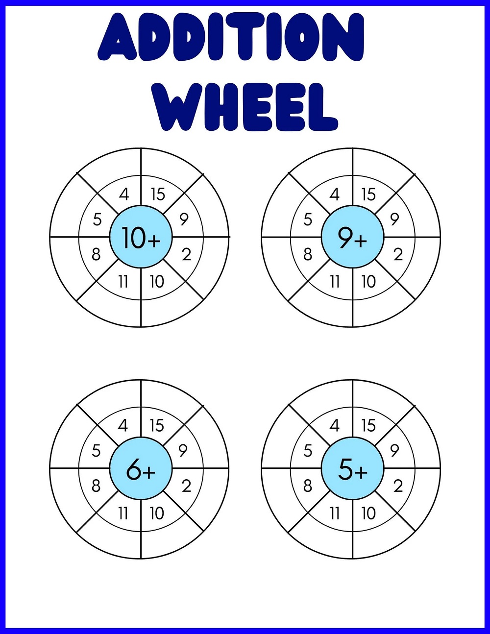 Addition Wheel Worksheet Image