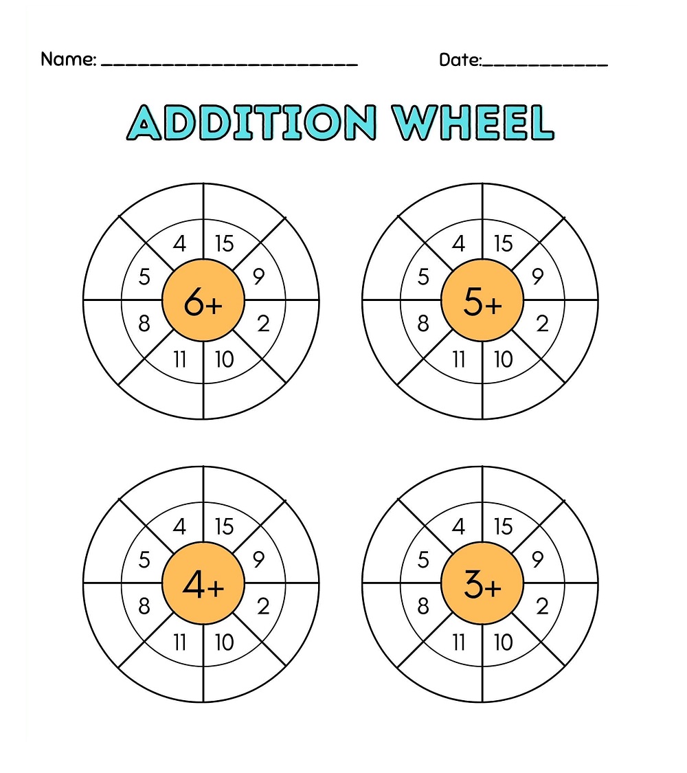 Addition Wheel Worksheets Free For Kid