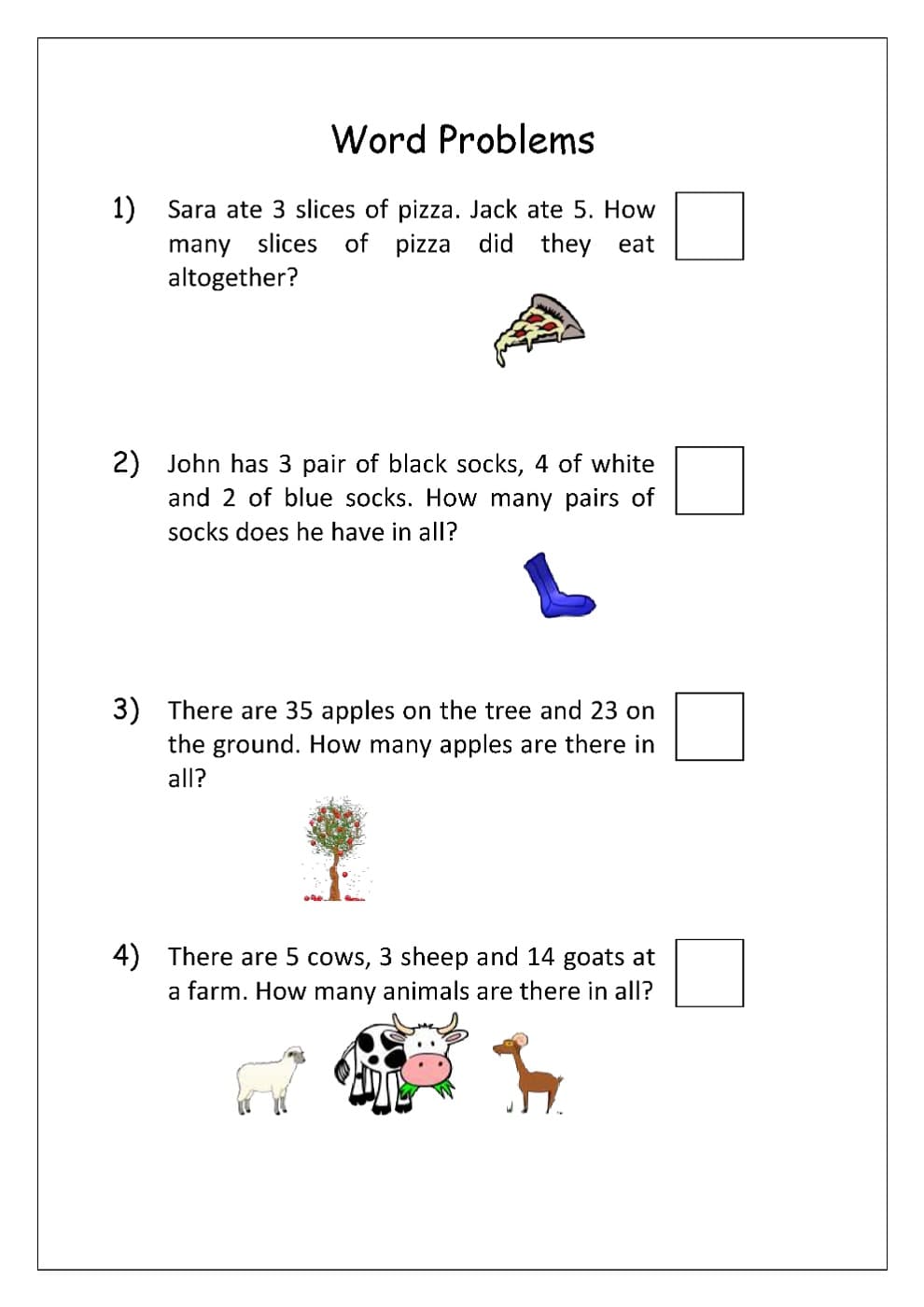 Addition Word Problems Worksheet Free Download