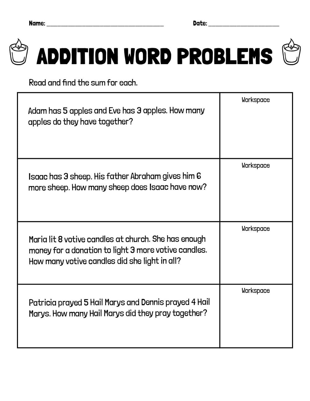 Addition Word Problems Worksheet Free Images