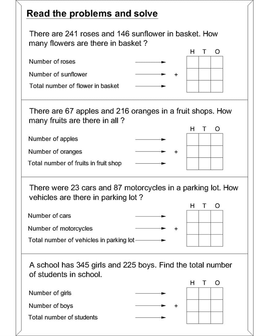 Addition Word Problems Worksheet Free Photos